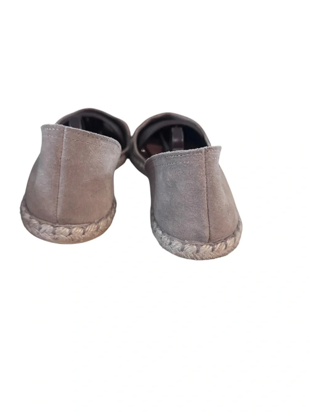 Taupe Suede Peep-Toe Espadrilles for Women